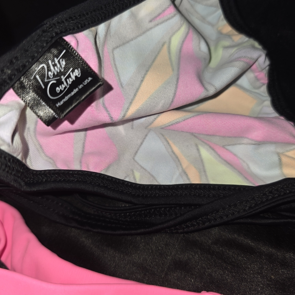 Neon Pink High-Waisted Rave Set with Colorful Top - Picture 3 of 3